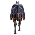 Load image into Gallery viewer, Kozy - 1200D Lite Rainsheet Combo - Navy/Orange - rear view showing tail flap