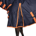 Load image into Gallery viewer, Kozy - 1200D Lite Rainsheet Combo - Navy/Orange - close-up of shoulder gusset