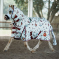 Load image into Gallery viewer, Kozy - Lycra Slinky Hood - Ski Slopes - shown with matching winter combo on a pony