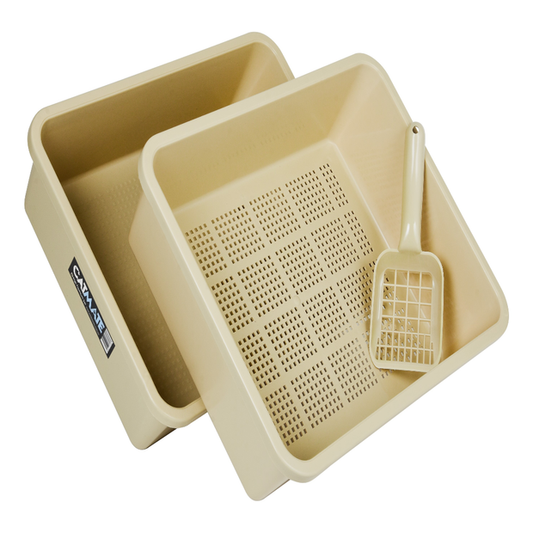 CatMate 3-piece Sieve Litter Tray with Scoop - Beige