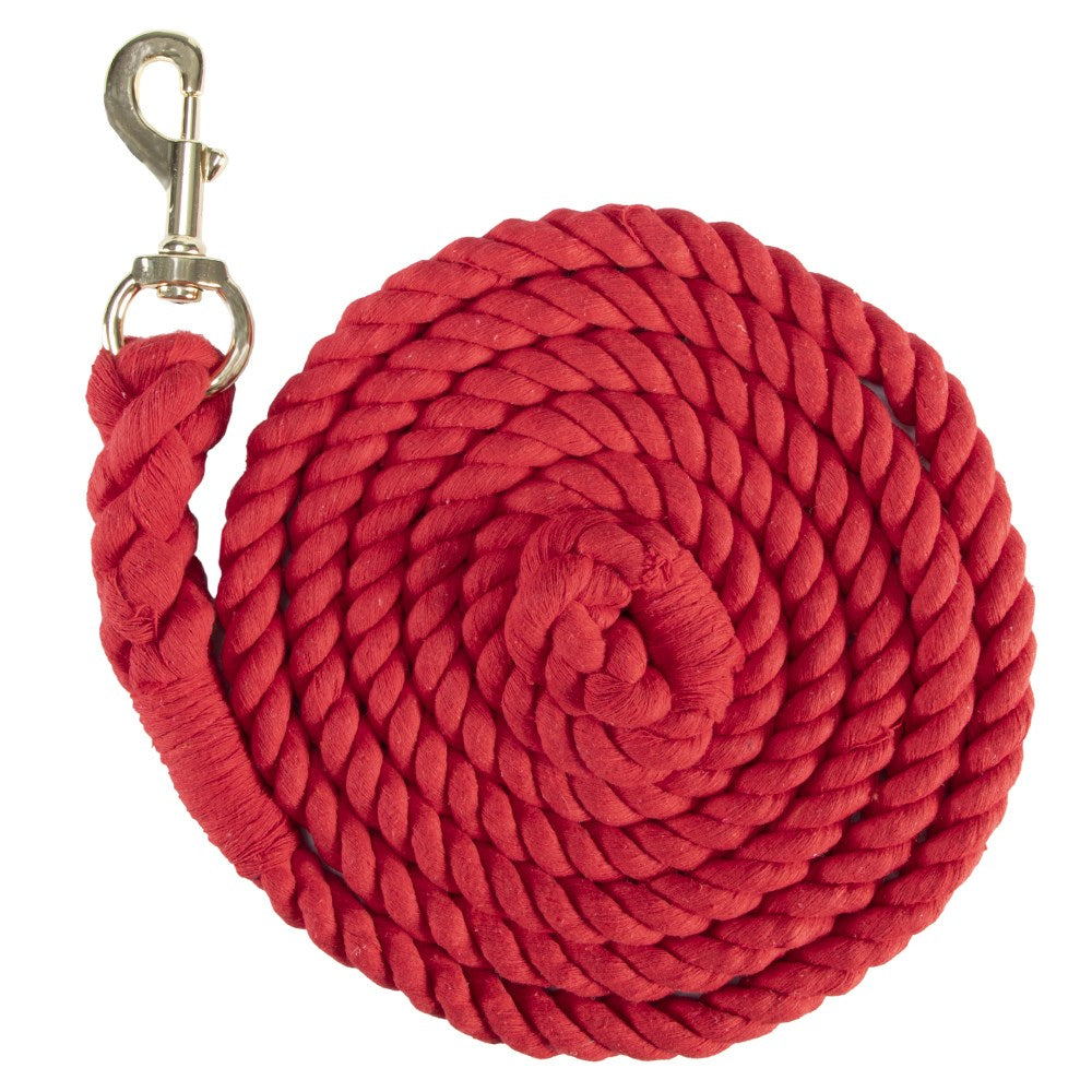 Heavy 3/4" Cotton Lead Rope - 10' Red