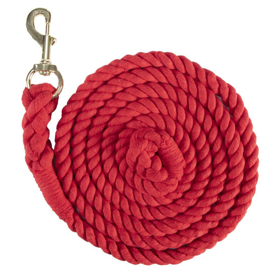 Heavy 3/4" Cotton Lead Rope - 10' Red