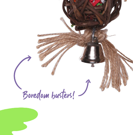 Hanging Wicker Ball with Bell - Medium
