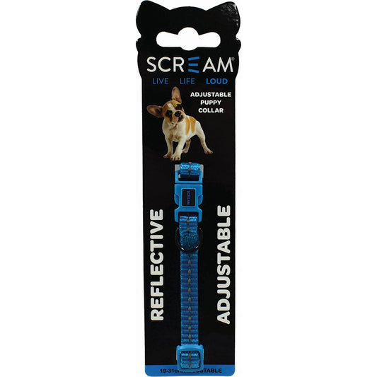 Scream REFLECTIVE ADJ. NYLON PUPPY COLLAR 1x19-31cm