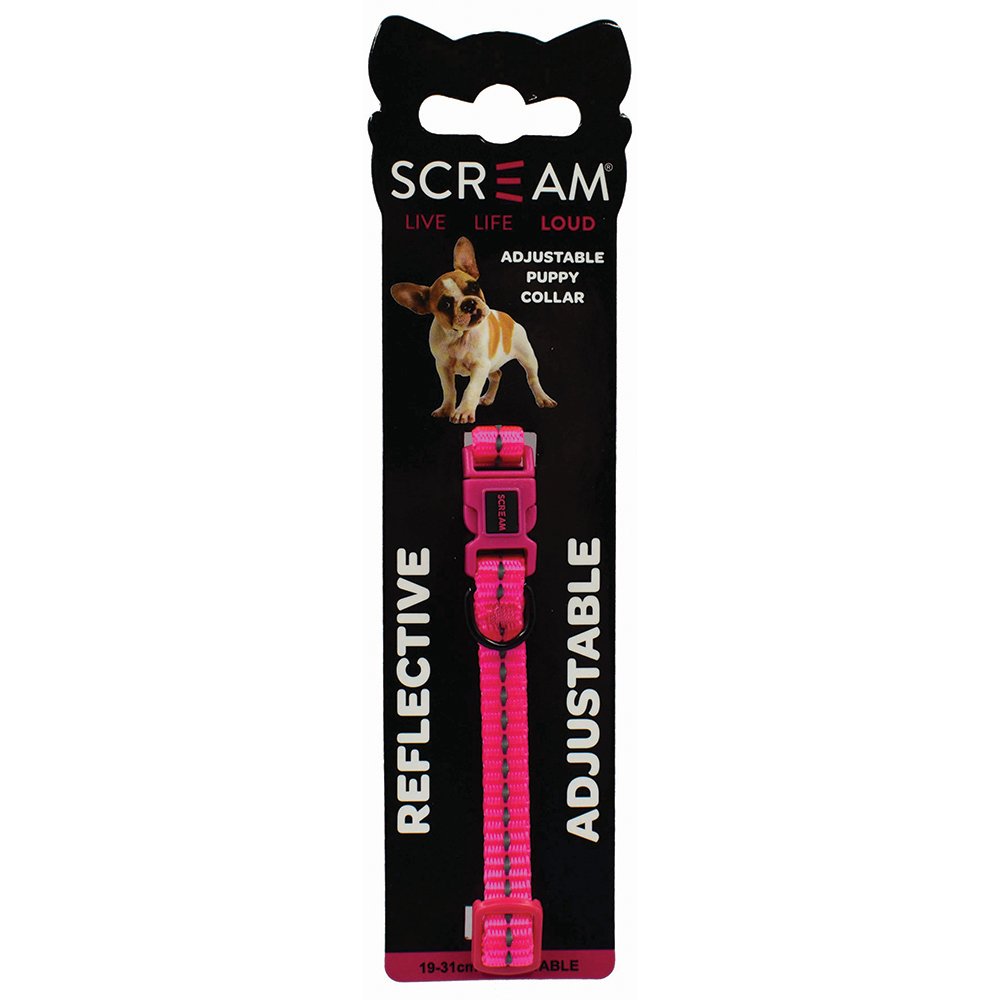 Scream REFLECTIVE ADJ. NYLON PUPPY COLLAR 1x19-31cm