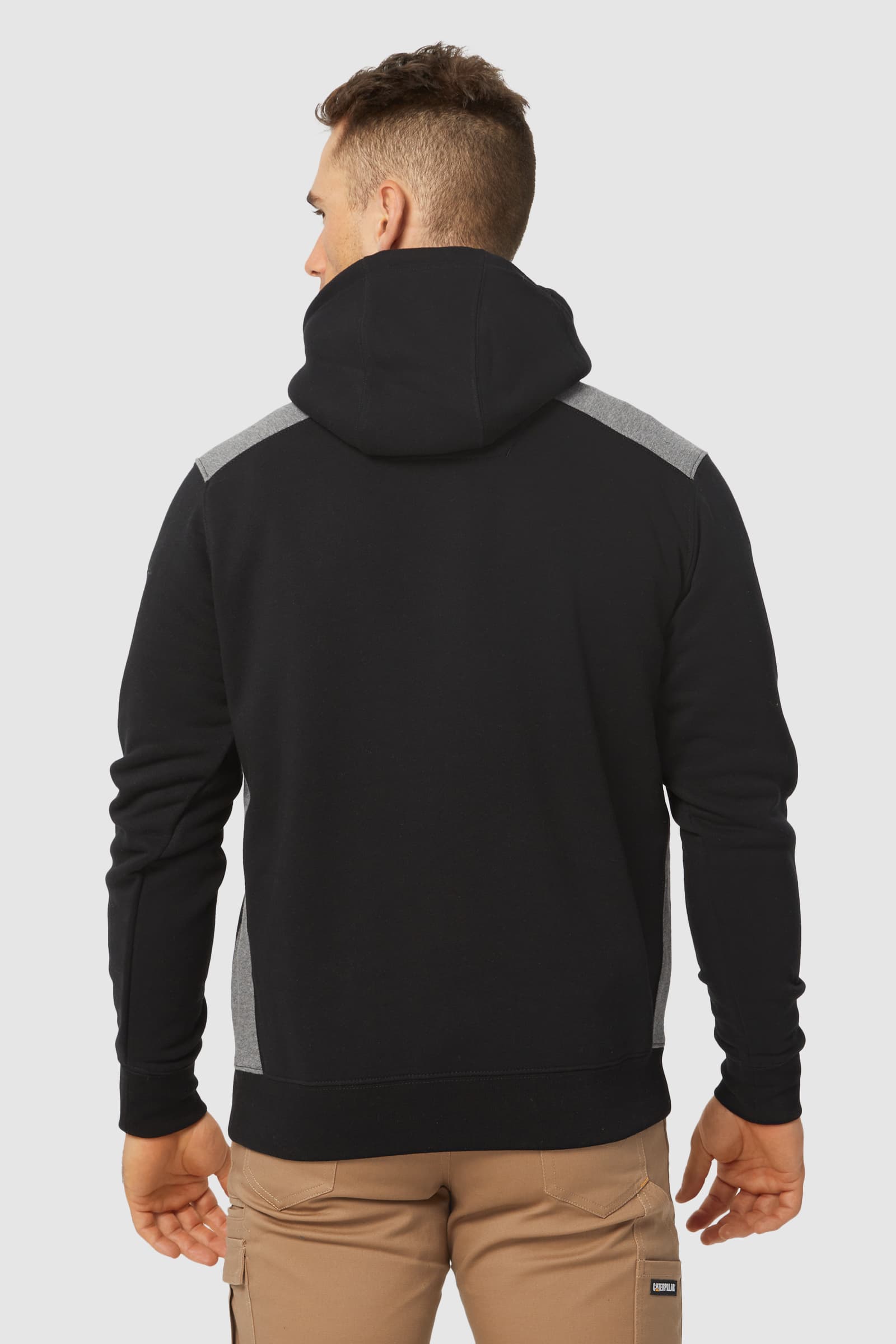 Cat Workwear - Logo Panel Hooded Sweatshirt - Black