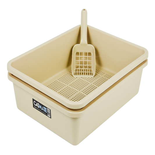 CatMate 3-piece Sieve Litter Tray with Scoop - Beige