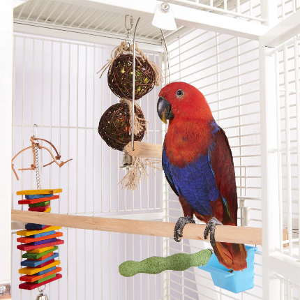 Twin Stacked Wicker Balls with Bell - Medium