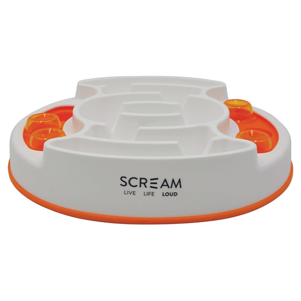 Scream SLOW FEED INTERACTIVE PUZZLE BOWL Loud Orange