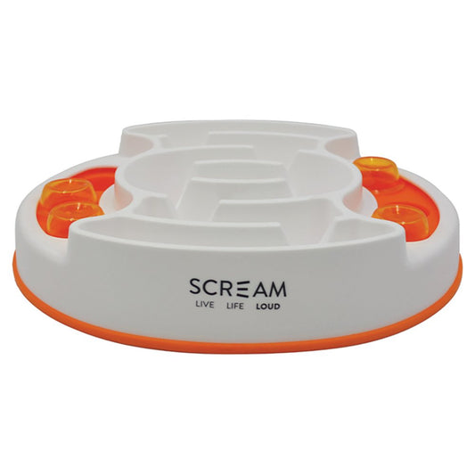 Scream SLOW FEED INTERACTIVE PUZZLE BOWL Loud Orange