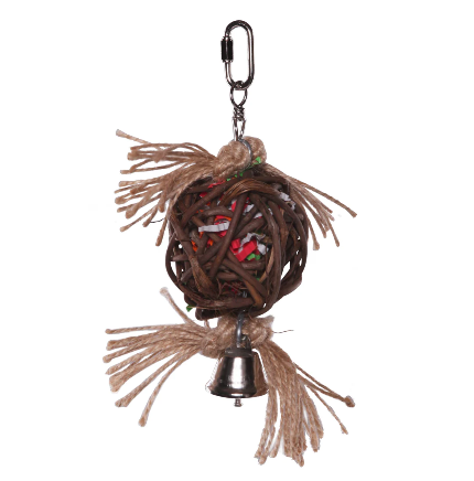 Hanging Wicker Ball with Bell - Medium