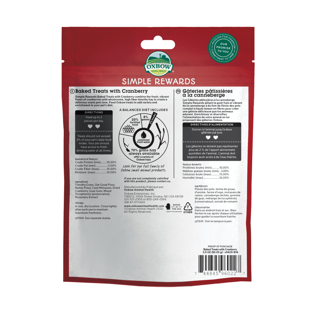 Oxbow - Simple Rewards Baked Treats with Cranberry
