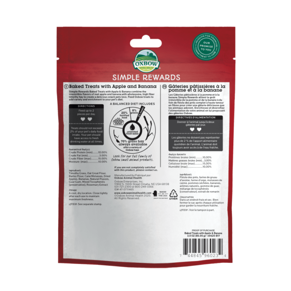 Oxbow - Simple Rewards Baked Treats with Apple & Banana