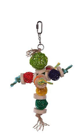 Colourful Wicker Balls with Decoration Bird Toy - Small