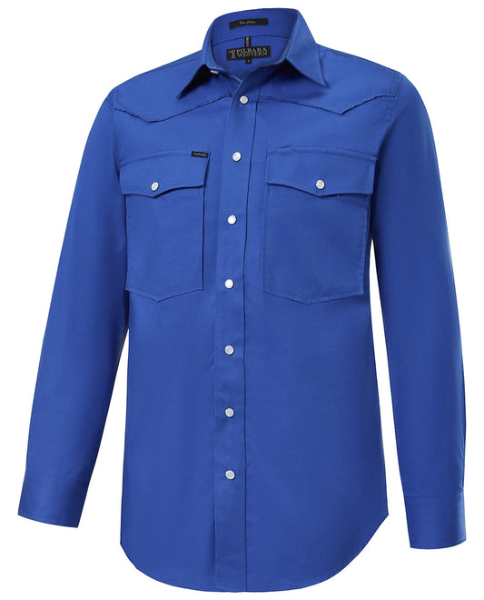 Pilbara Western Men's Snap Button L/S Shirt Cobalt Blue
