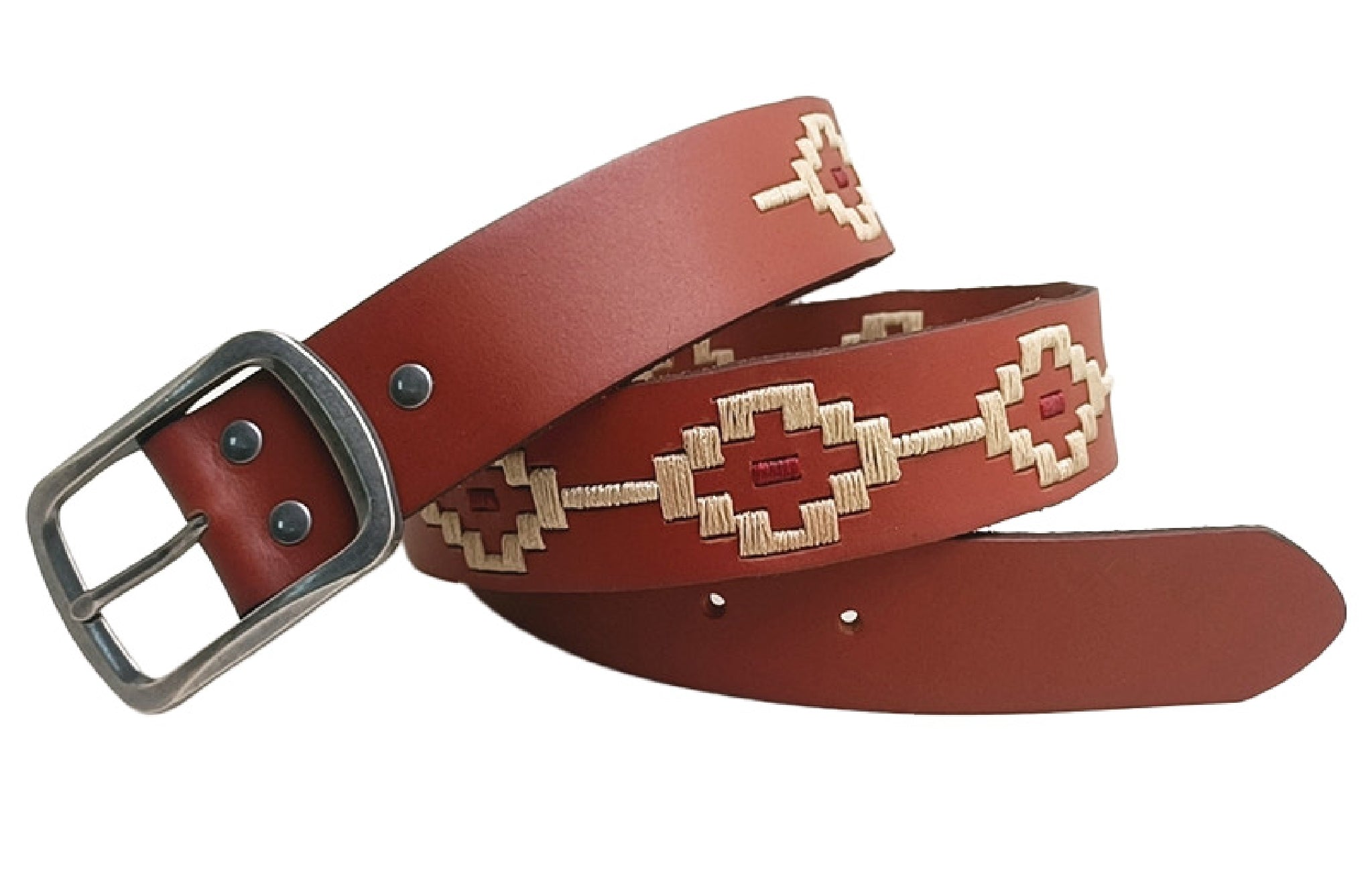 Pilbara - Western Oval Buckle Navajo Leather Belt