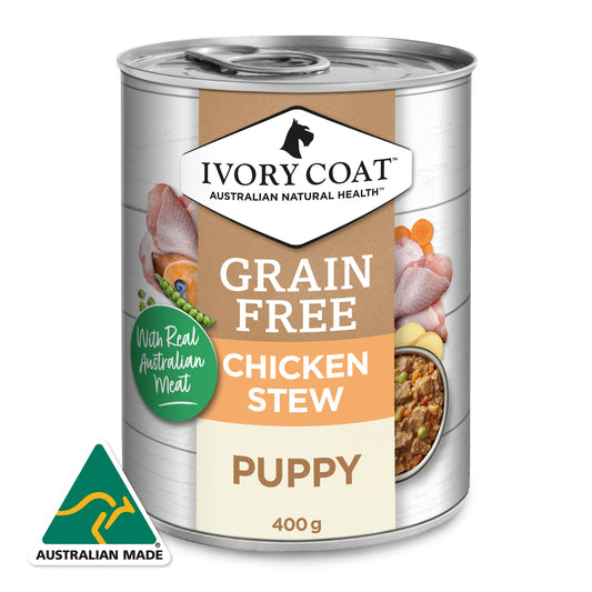 Ivory Coat Grain Free Puppy Wet Dog Food Chicken Stew 12x400g