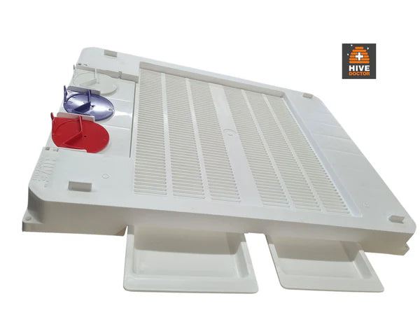 Hive Doctor White Smart Bottom Board with Triple Entrance Disks & 2 Trays - 10F
