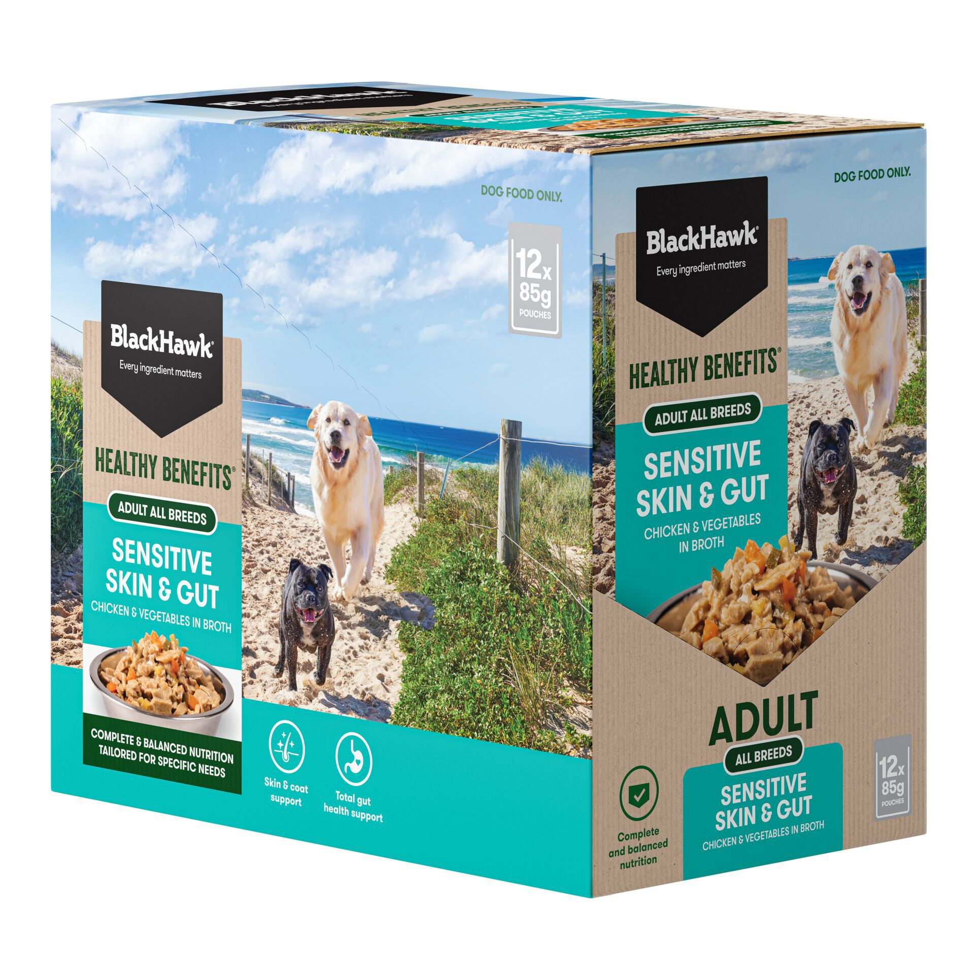 Black Hawk Healthy Benefits Wet Food - Sensitive Skin & Gut - Adult All Breeds