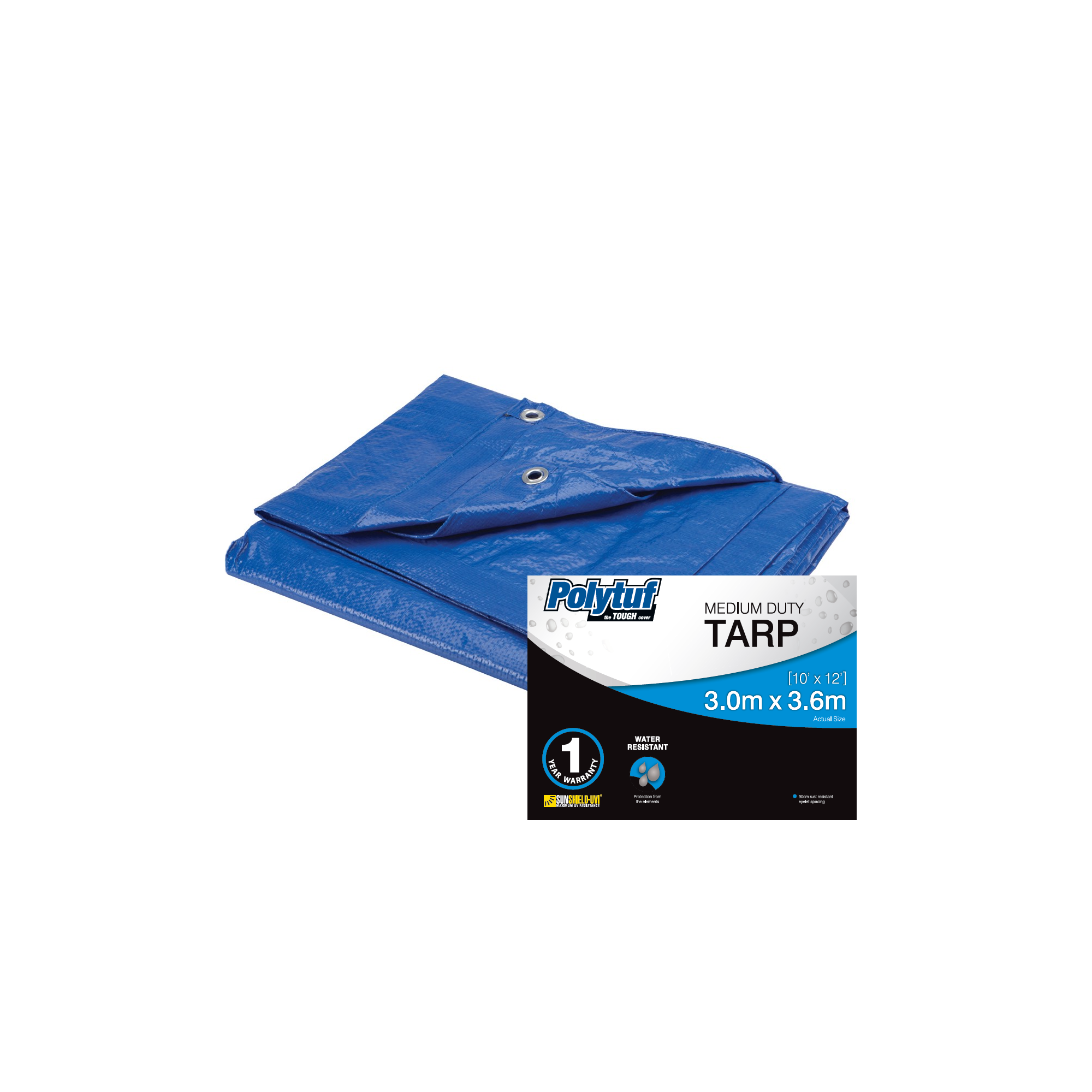PolyTuf Medium Duty Blue Tarp 3m X 3.6m (10' X 12')