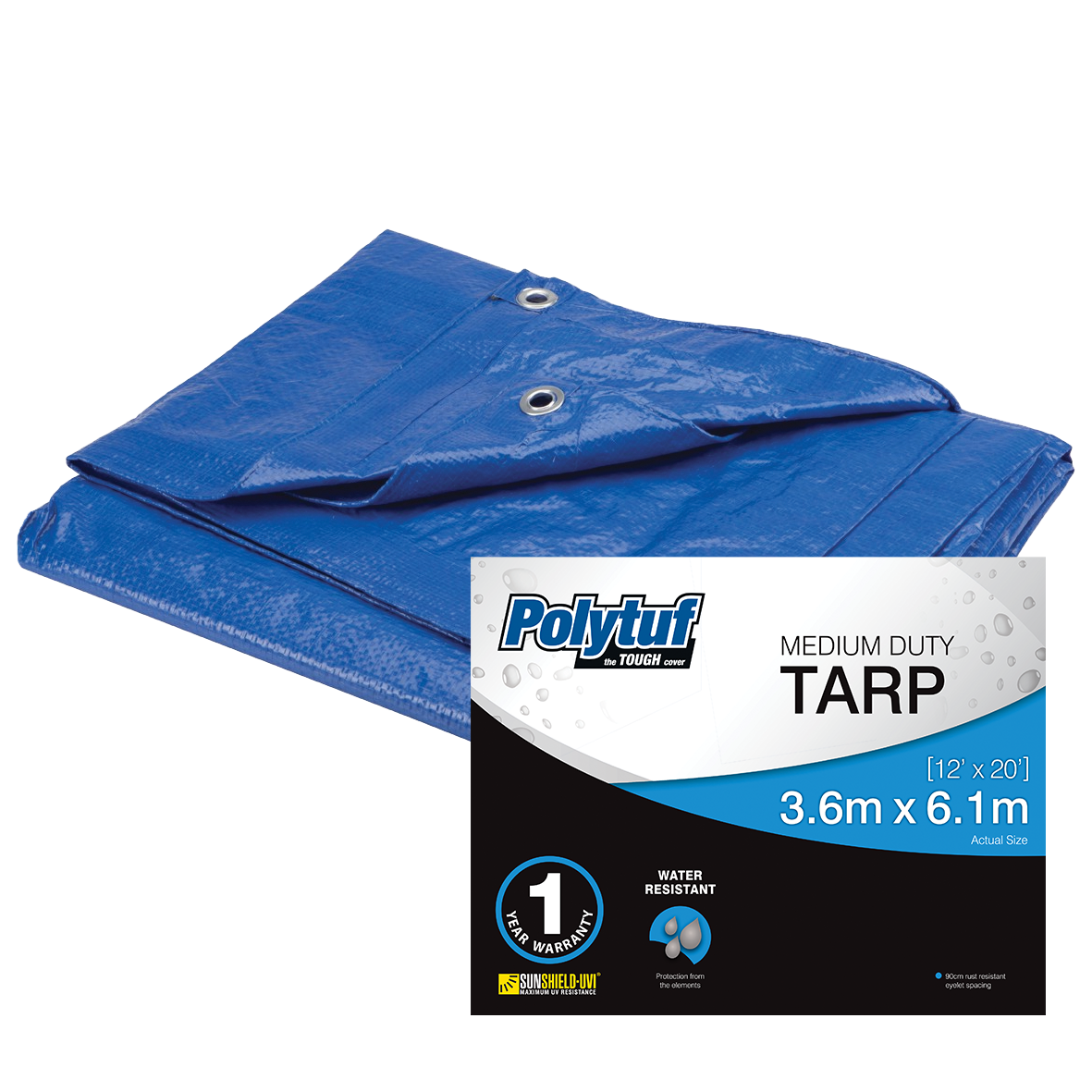 PolyTuf Medium Duty Blue Tarp 3.6m X 6.1m (12' X 20')