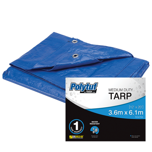 PolyTuf Medium Duty Blue Tarp 3.6m X 6.1m (12' X 20')