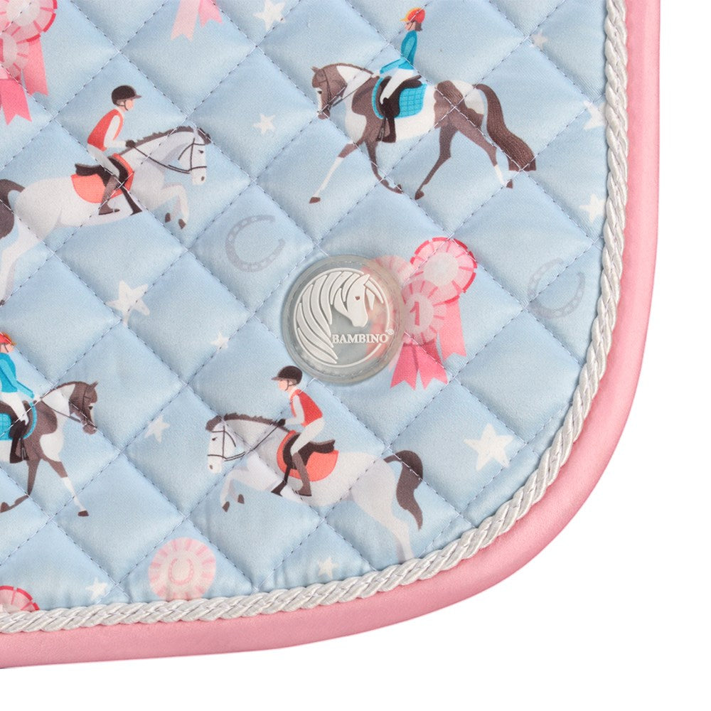 Bambino Pony Print Saddle Pad - Pale Blue/Pink
