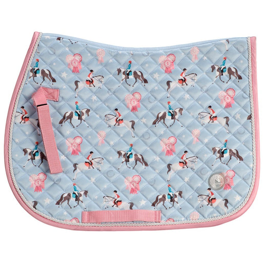 Bambino Pony Print Saddle Pad - Pale Blue/Pink