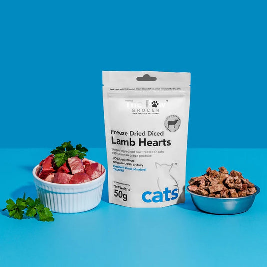 The Paw Grocer - Freeze Dried Diced Lamb Hearts for Cats
