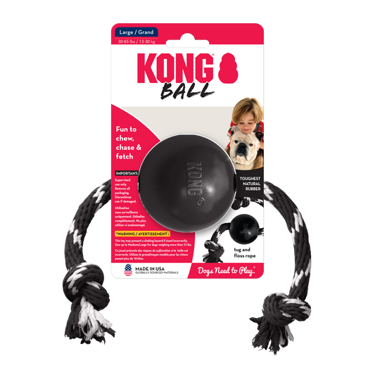 Kong Dog Extreme Ball W Rope Lge