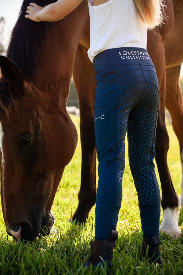 Youth Honeycomb Technical Tights - Navy