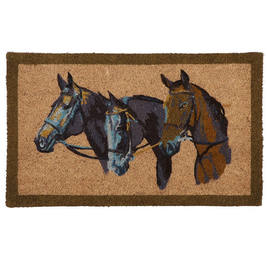 Coir Door Mat - Three Horse Heads