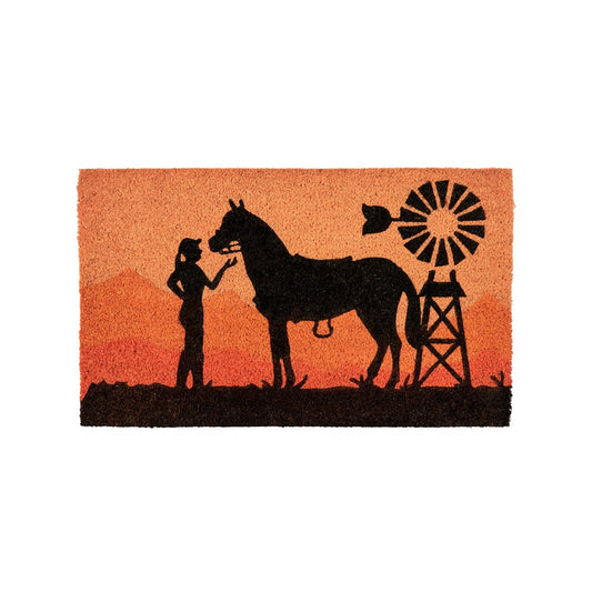 Coir Door Mat - Girl and Horse