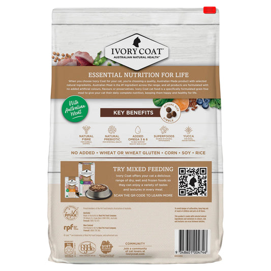 Ivory Coat Grain Free Chicken And Kangaroo Adult Cat Dry Food 4kg