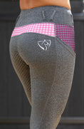 Load image into Gallery viewer, BARE Youth Performance Riding Tights - Grey with Pink Houndstooth
