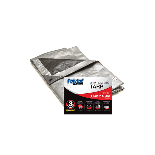PolyTuf Extra Heavy Duty Silver Black Tarp 3.6m X 4.9m (12' X 16')