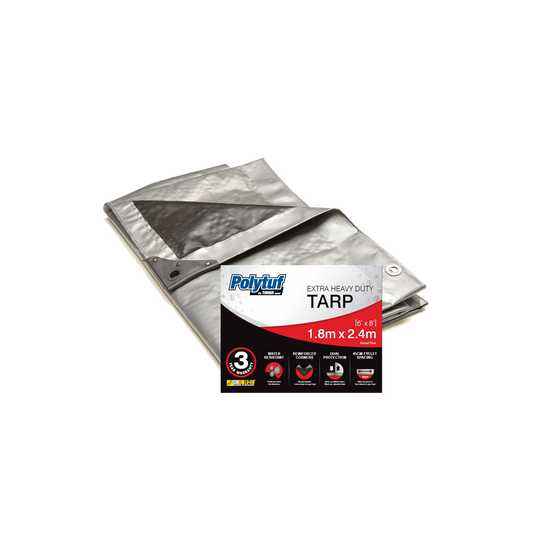 PolyTuf Extra Heavy Duty Silver Black Tarp 1.8m X 2.4m (6' X 8')