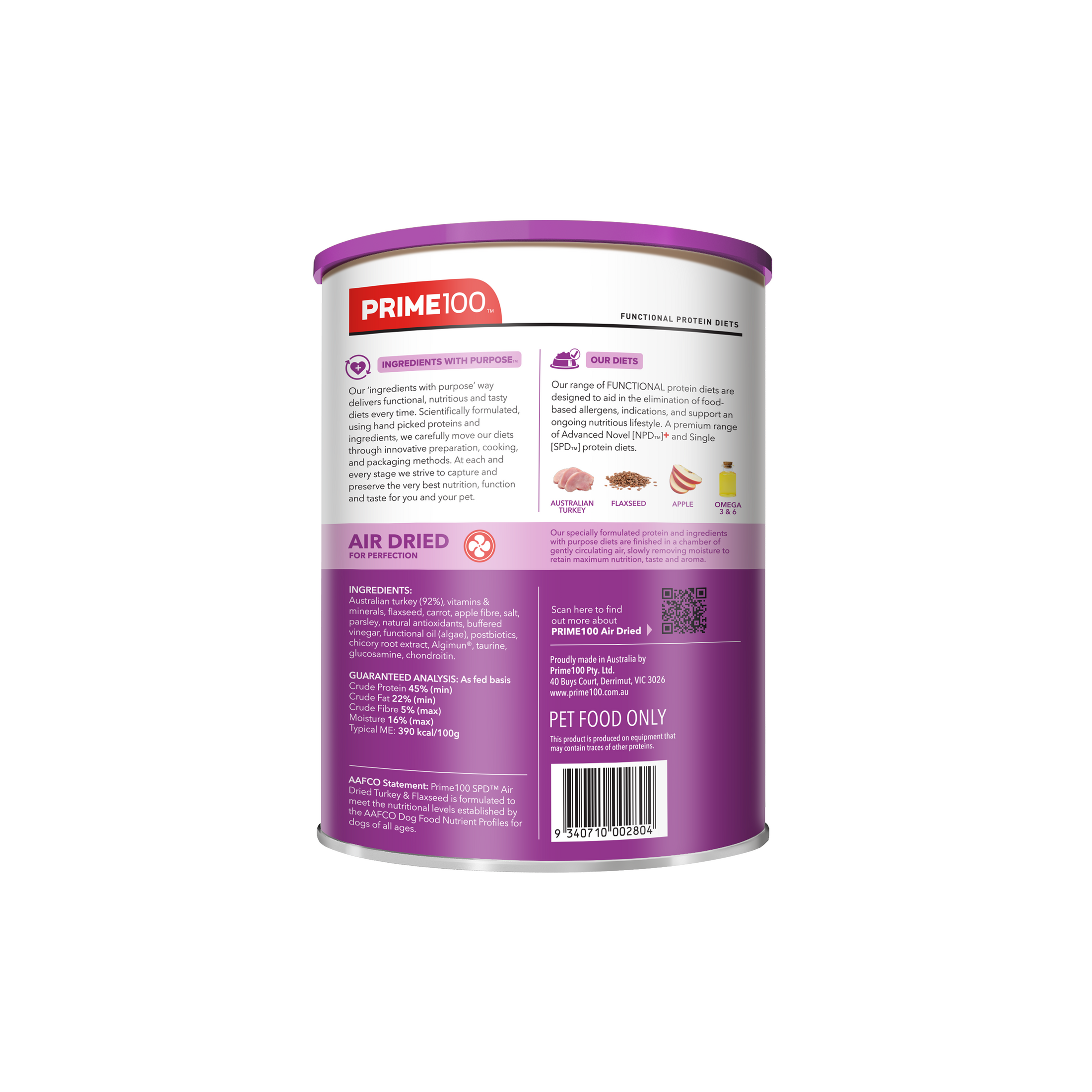 Prime100 - SPD™ Air Dried Turkey & Flaxseed