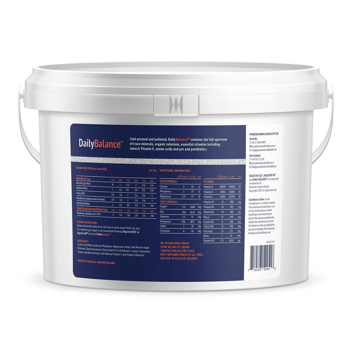 Poseidon Daily Balance 4kg tub back label