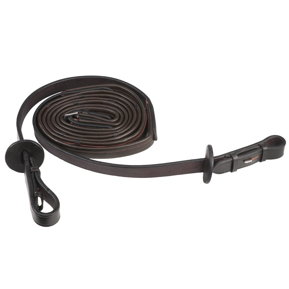 Jeremy & Lord - Nappa Grip Reins - brown, coiled