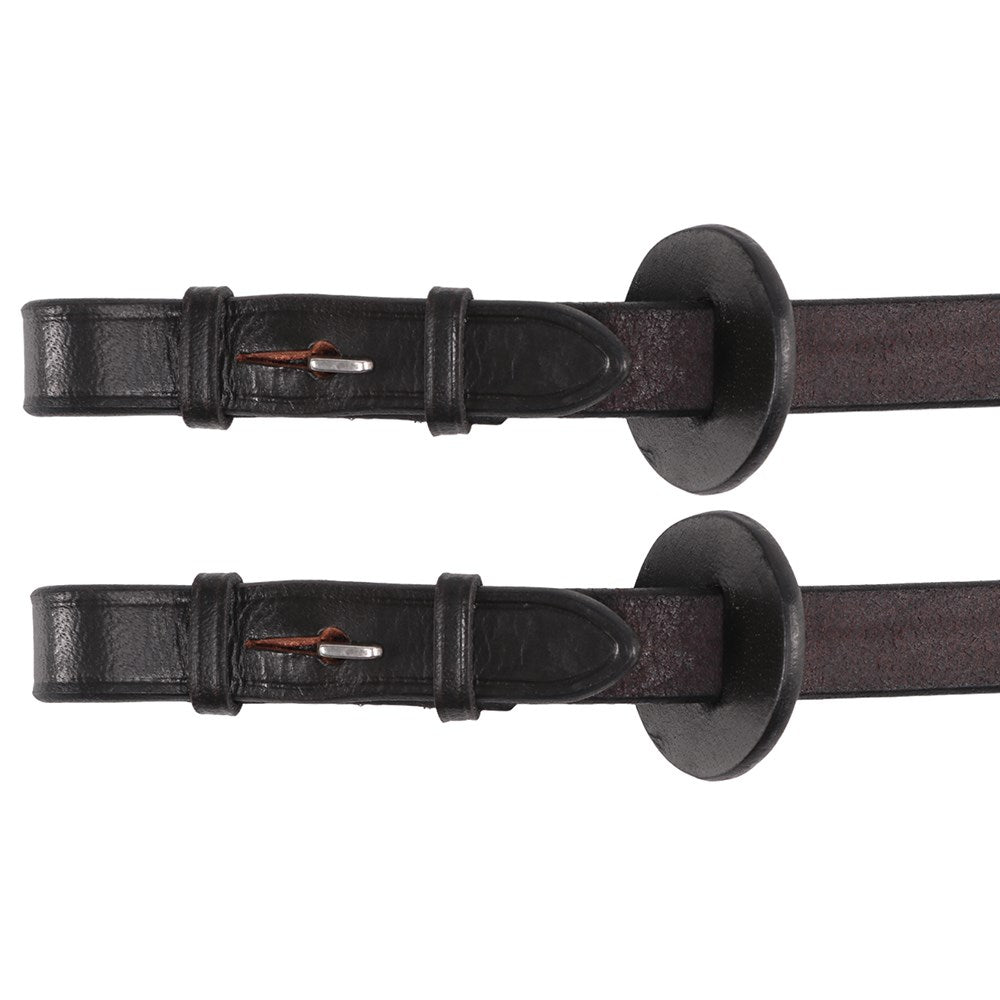 Jeremy & Lord - Nappa Grip Reins - brown, buckle ends with rein stops