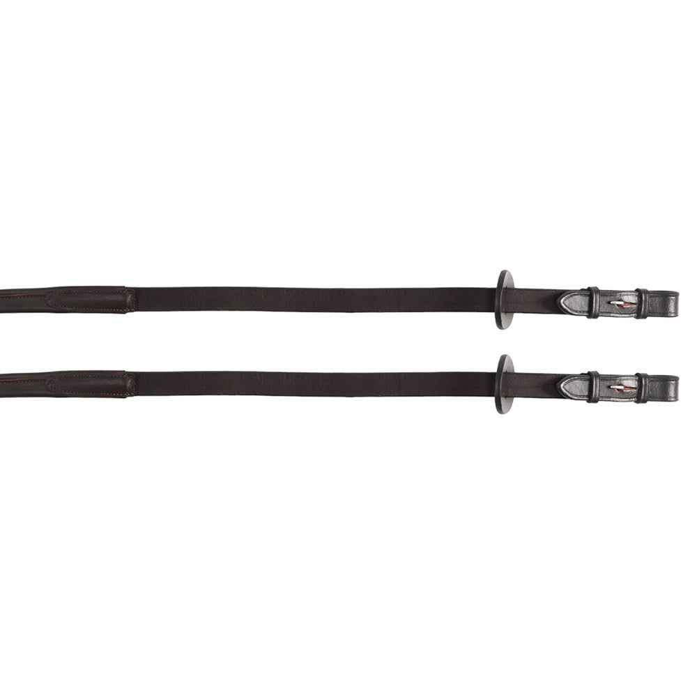 Jeremy & Lord - Nappa Grip Reins - brown, laid flat