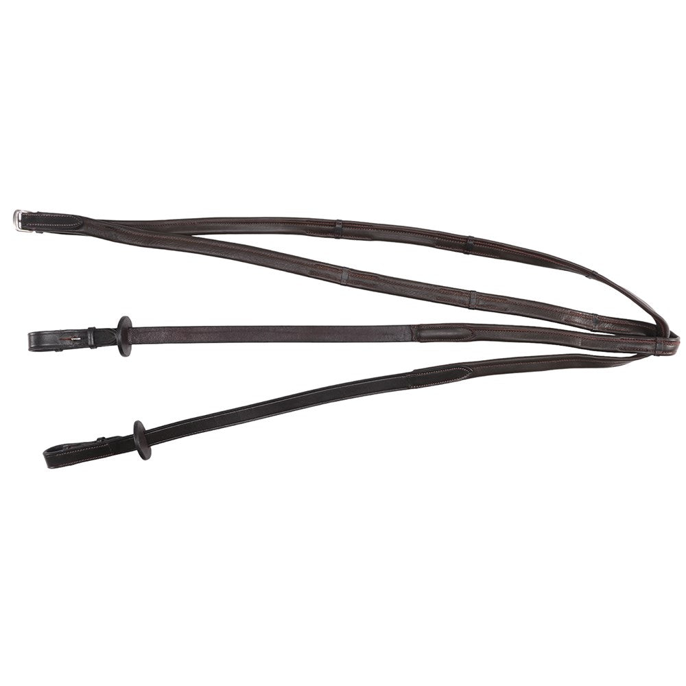 Jeremy & Lord - Nappa Grip Reins - brown, full length