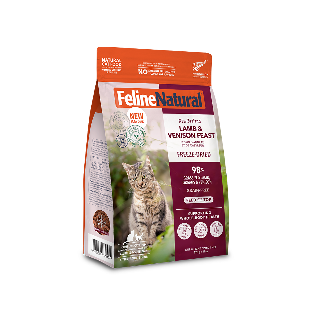Feline Natural - Lamb & Venison Feast Freeze-Dried Cat Food 320g - front of pack