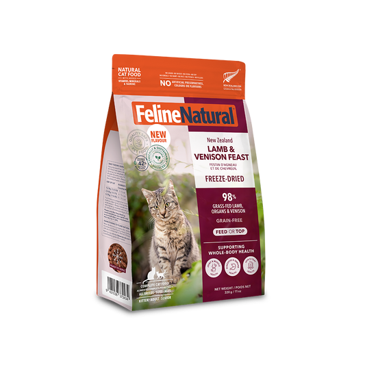 Feline Natural - Lamb & Venison Feast Freeze-Dried Cat Food 320g - front of pack