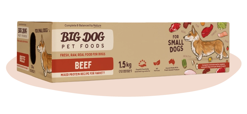 Big Dog - Beef Raw Dog Food for Small Dogs 1.5kg - front of box