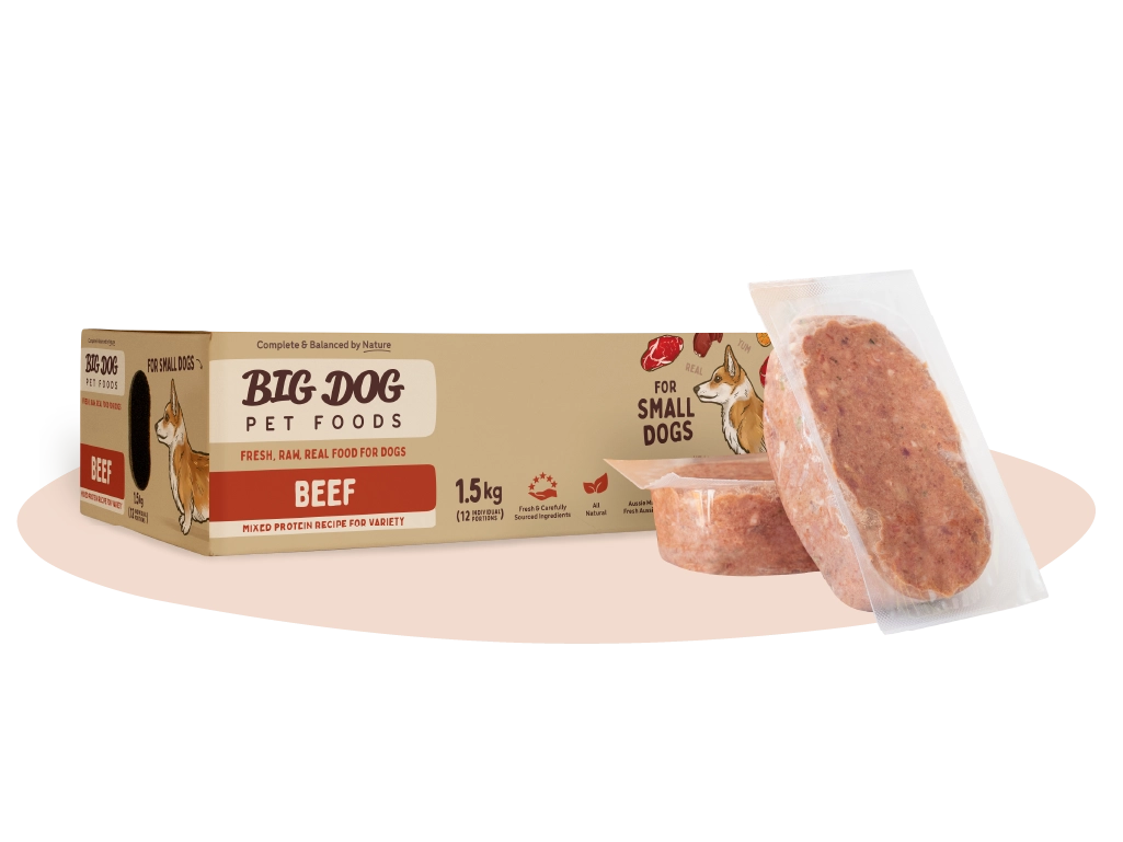 Big Dog - Beef Raw Dog Food for Small Dogs 1.5kg - box with patties