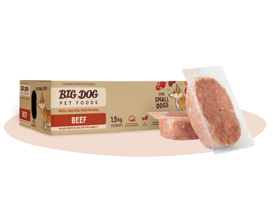 Big Dog - Beef Raw Dog Food for Small Dogs 1.5kg - box with patties
