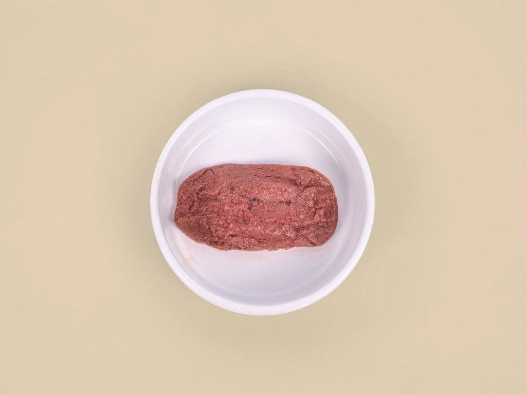 Big Dog - Beef Raw Dog Food for Small Dogs 1.5kg - patty in a bowl, from above