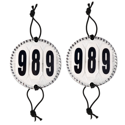 Crystal Three Number Holder - pair of holders with elastic ties